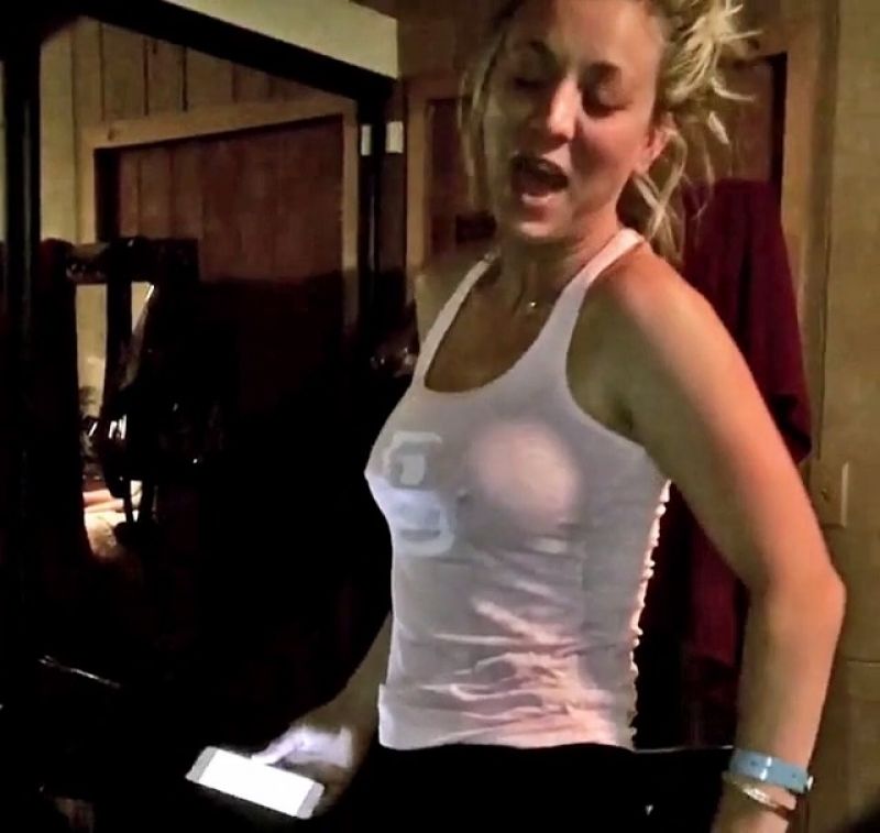 Porn Kaley Cuoco Nipples - Kaley Cuoco Braless Boobs in a See Through Top Video - Fappenist