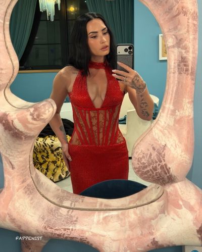 Demi Lovato Big Tits Red Dress