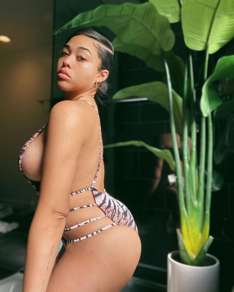 Jordyn Woods,swimsuit,boobs,tits,cleavage,low cut,ass,booty.
