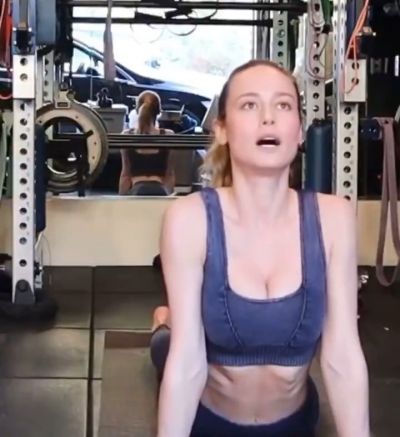 Brie Larson Tits and Ass Workout Video