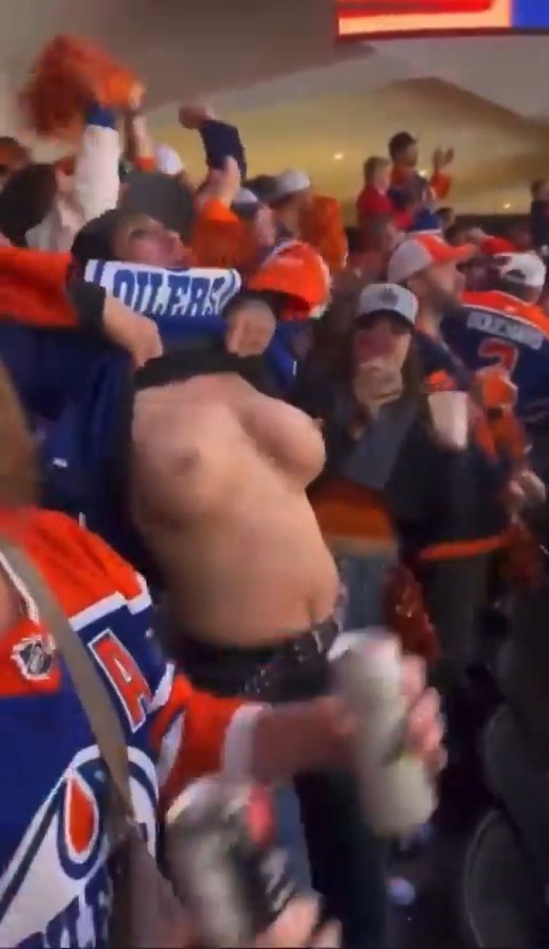 Oilers fan flashes tits uncensored